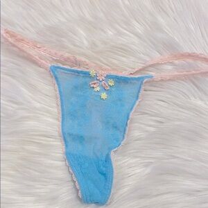 Victoria’s Secret Y2K baby pink & blue daisy micro mesh thong